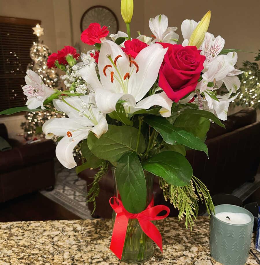 flowers given to woman after losses